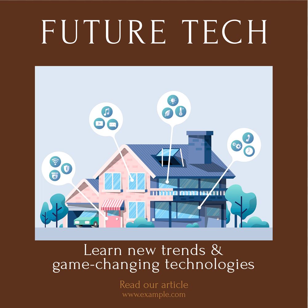 Future technology Instagram post template, editable social media design