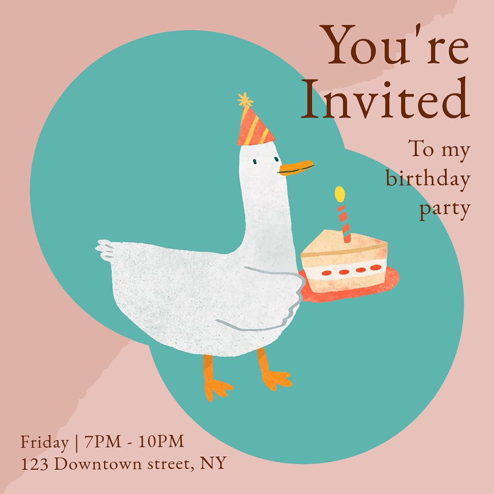 Birthday party Instagram post template, editable social media design