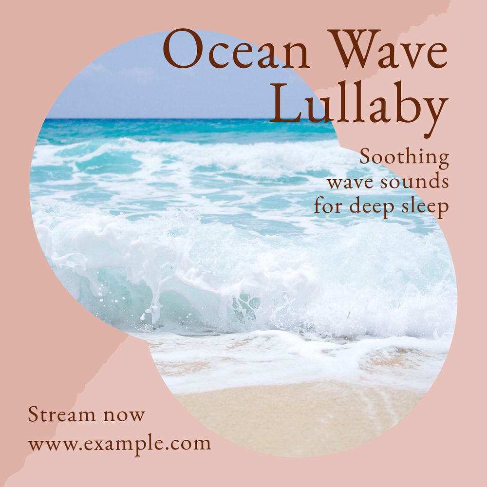 Ocean waves lullaby Instagram post template, editable social media design