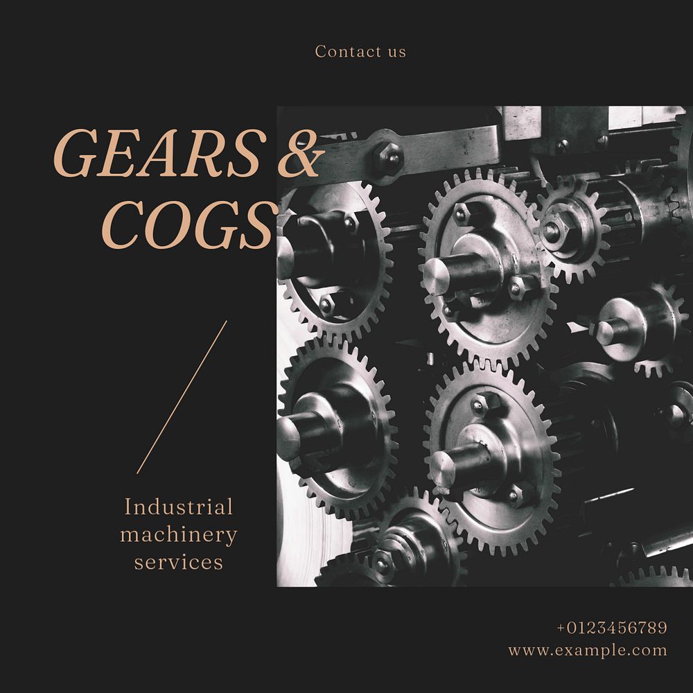 Gears & cogs Instagram post template, editable social media design