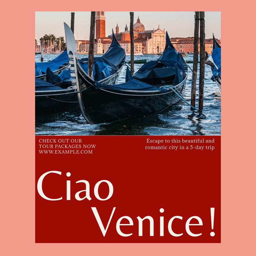 Venice travel Instagram post template, editable social media design