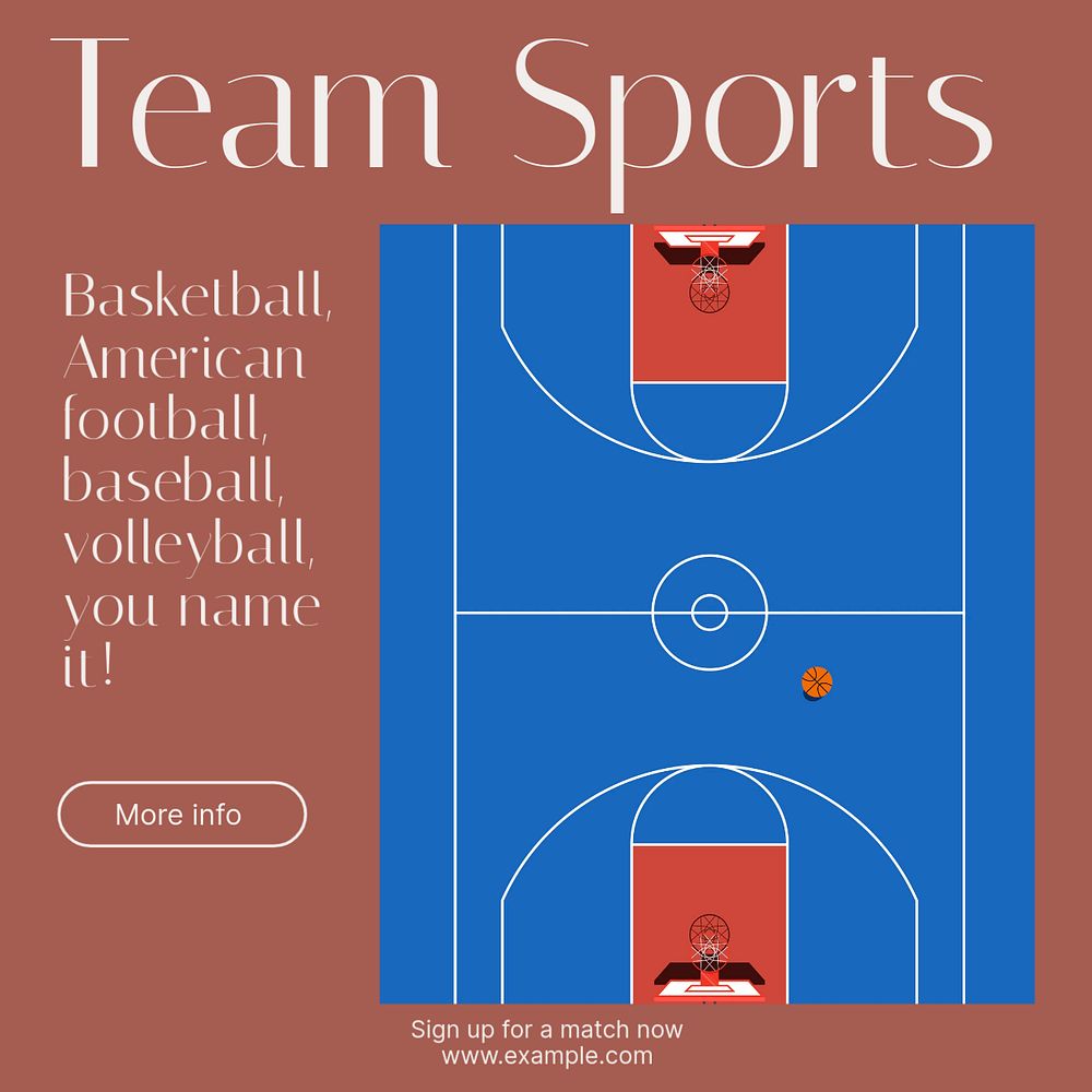 Team sports competition Instagram post template, editable social media design