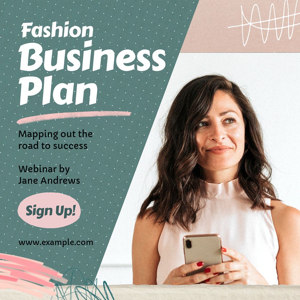 Fashion business plan Instagram post template, editable text