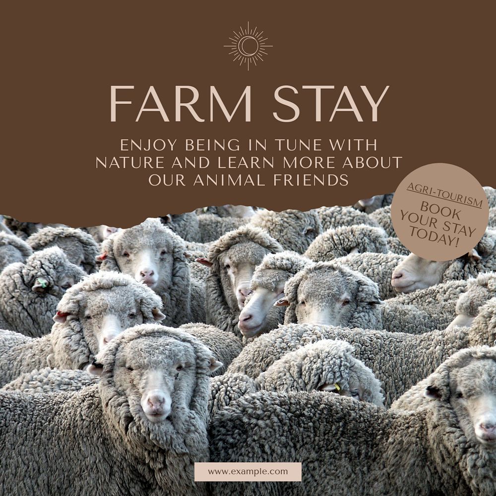 Farm stay Instagram post template, editable social media design