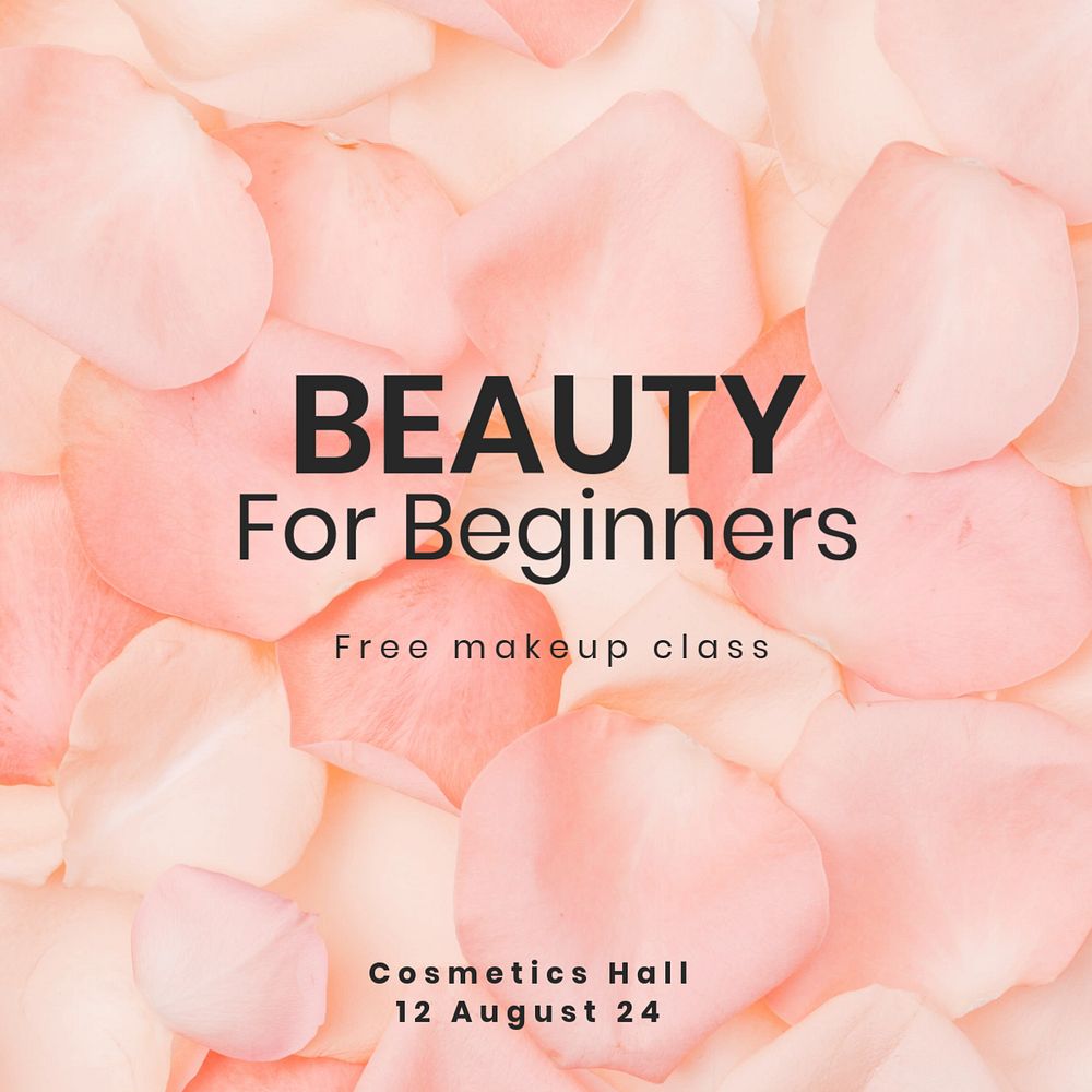 Free makeup class Instagram post template, editable text