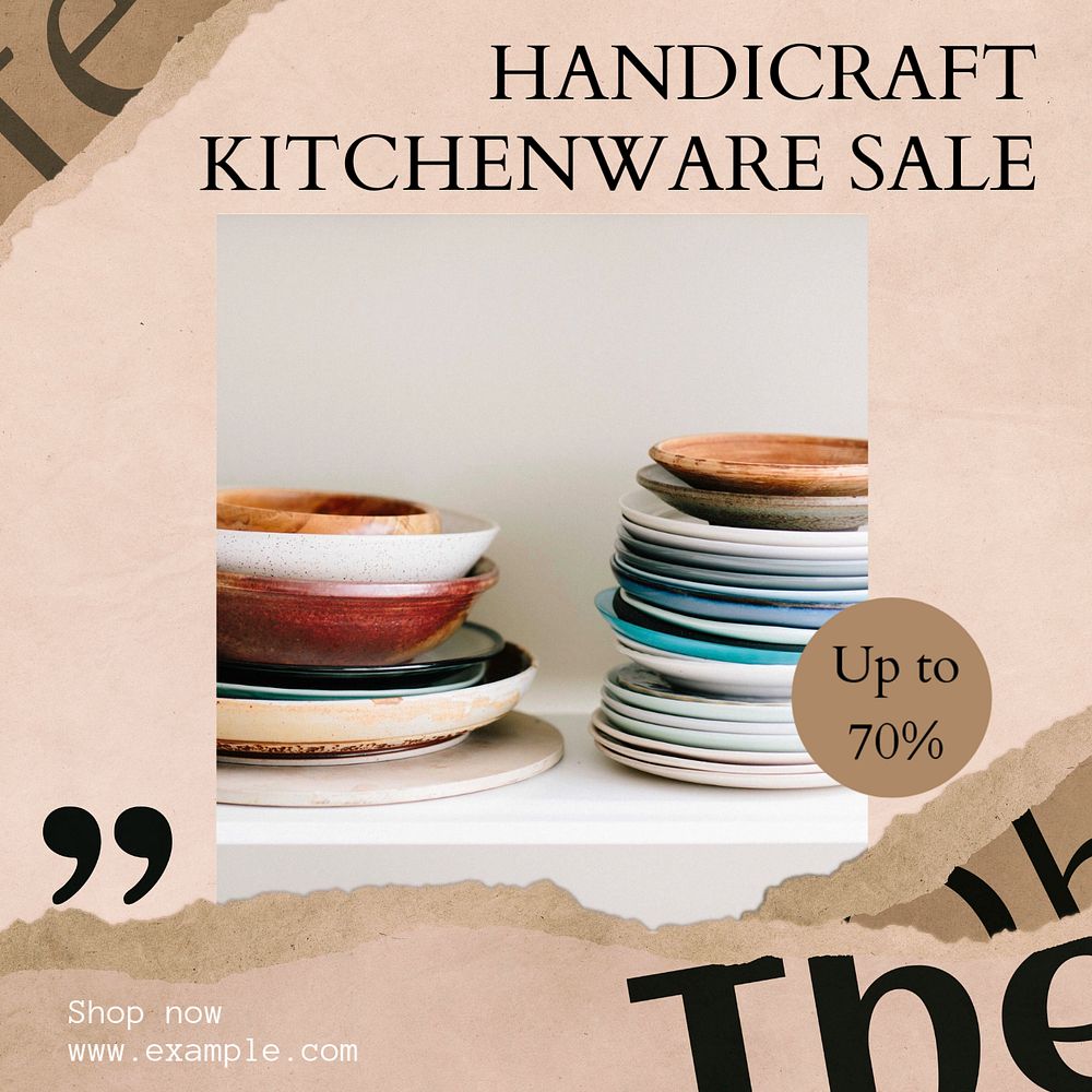 Kitchenware sale Instagram post template, editable social media design