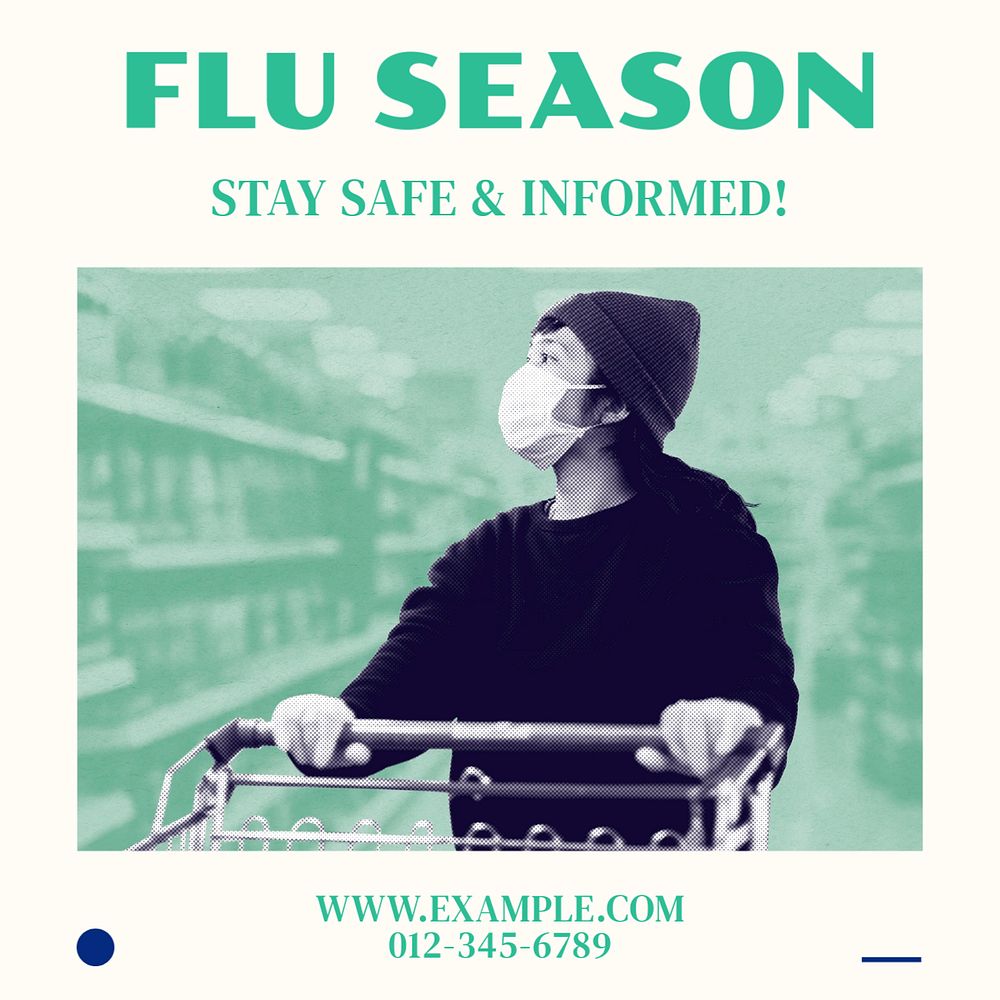 Flu season social media template, editable design