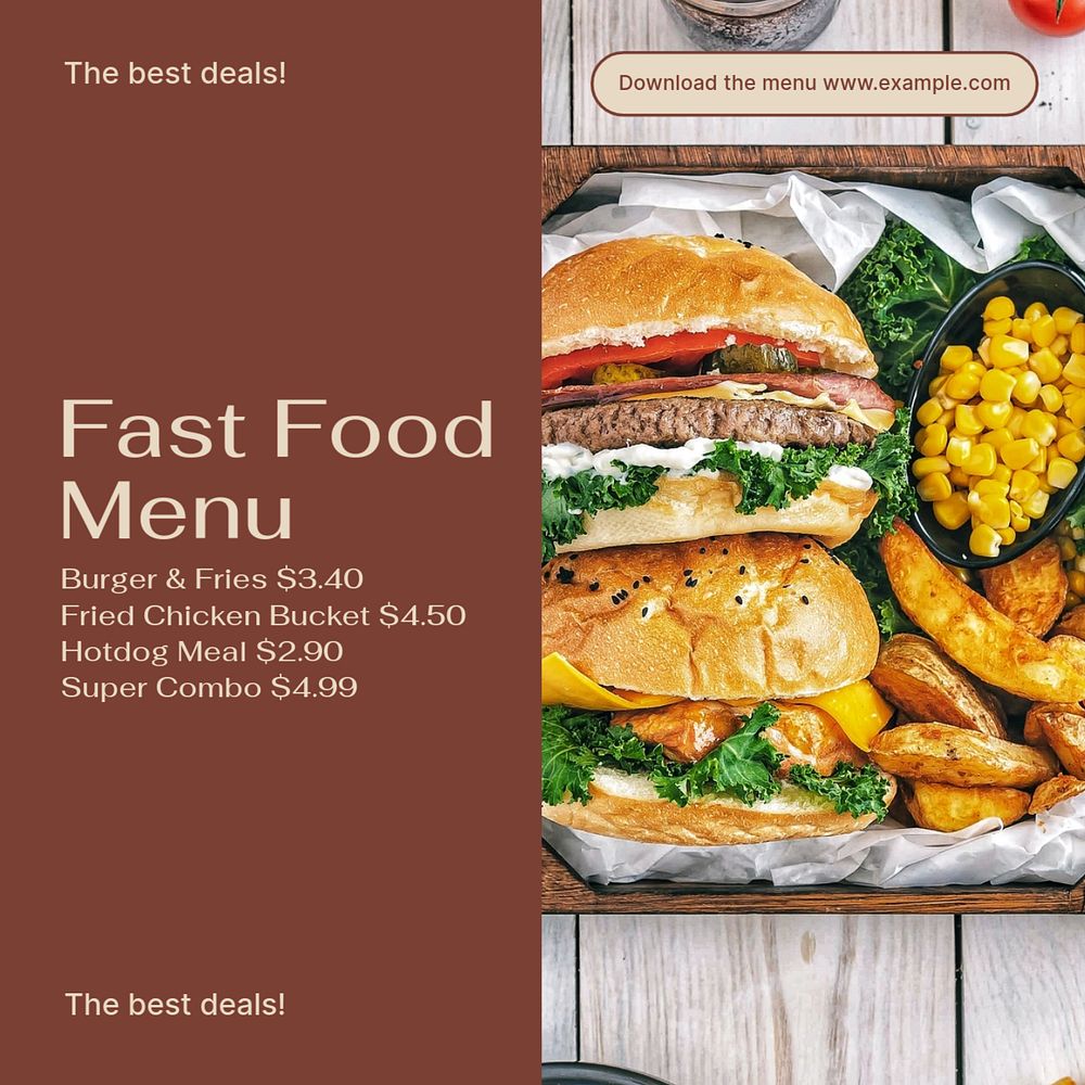 Fast food Instagram post template, editable social media design