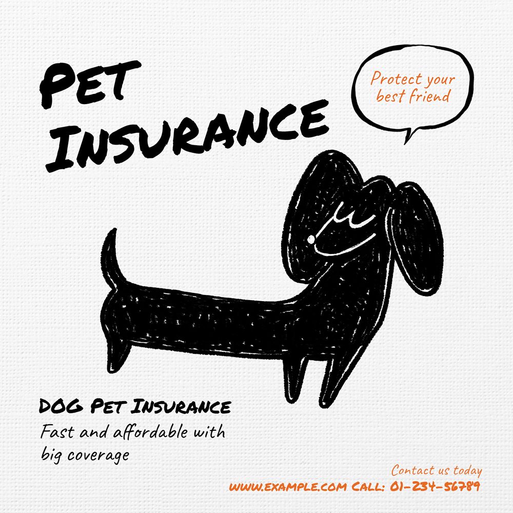 Pet insurance Instagram post template, editable text