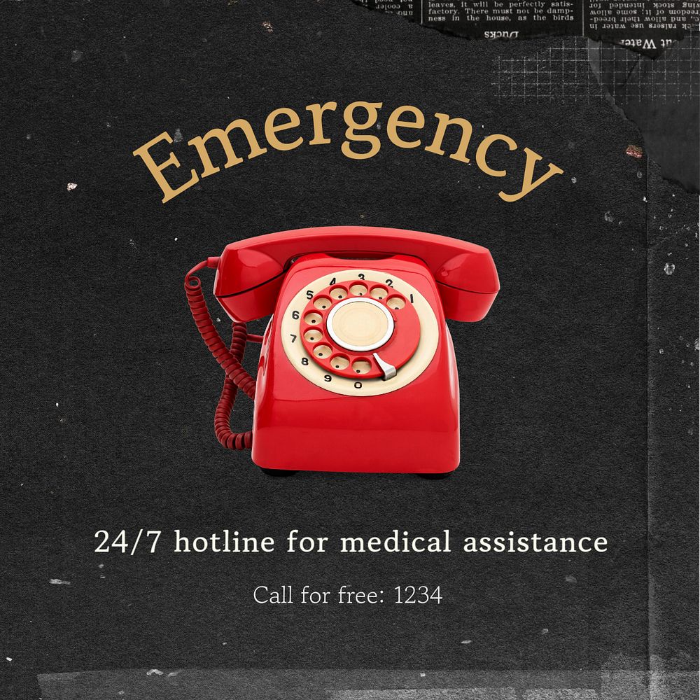 Medical emergency Instagram post template, editable text