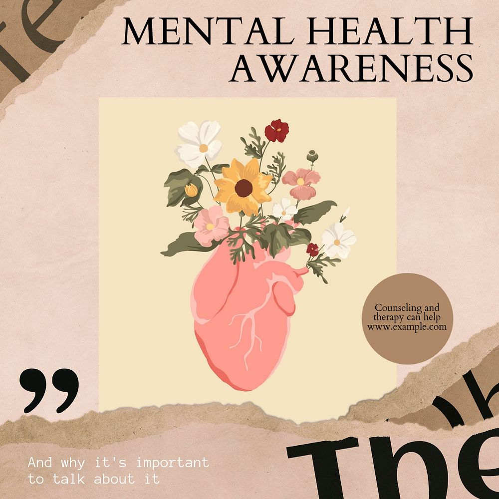 Mental health awareness Instagram post template, editable social media design