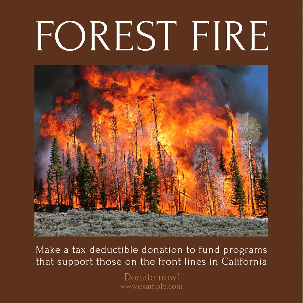 Forest fire Instagram post template, editable social media design