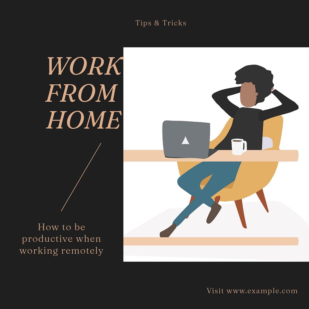 Work from home Instagram post template, editable social media design