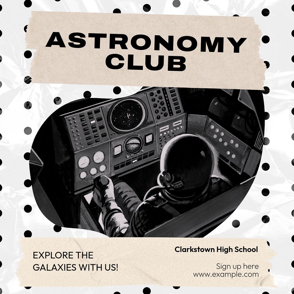 Astronomy club Instagram post template, editable text