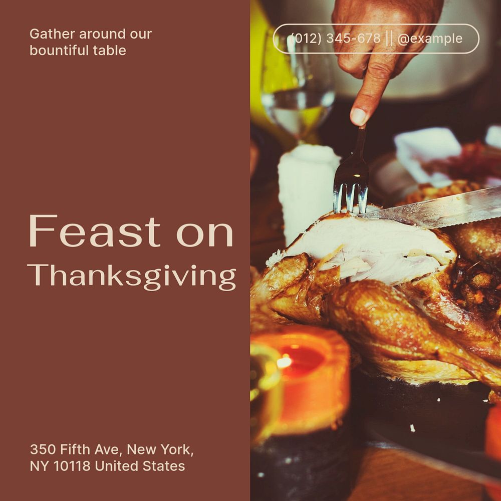 Thanksgiving dinner holiday Instagram post template, editable social media design