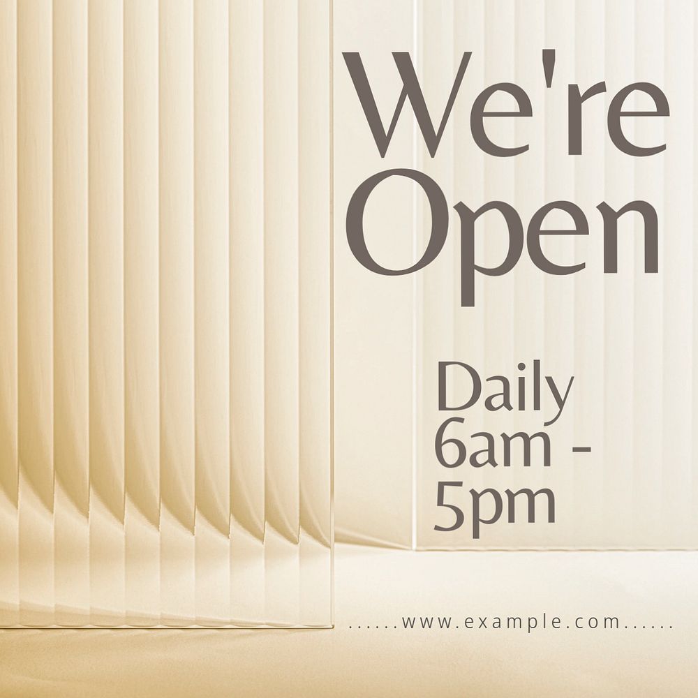 We're open Instagram post template, editable text