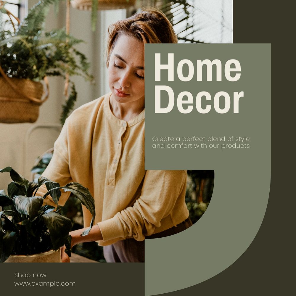 Home decor Instagram post template, editable design