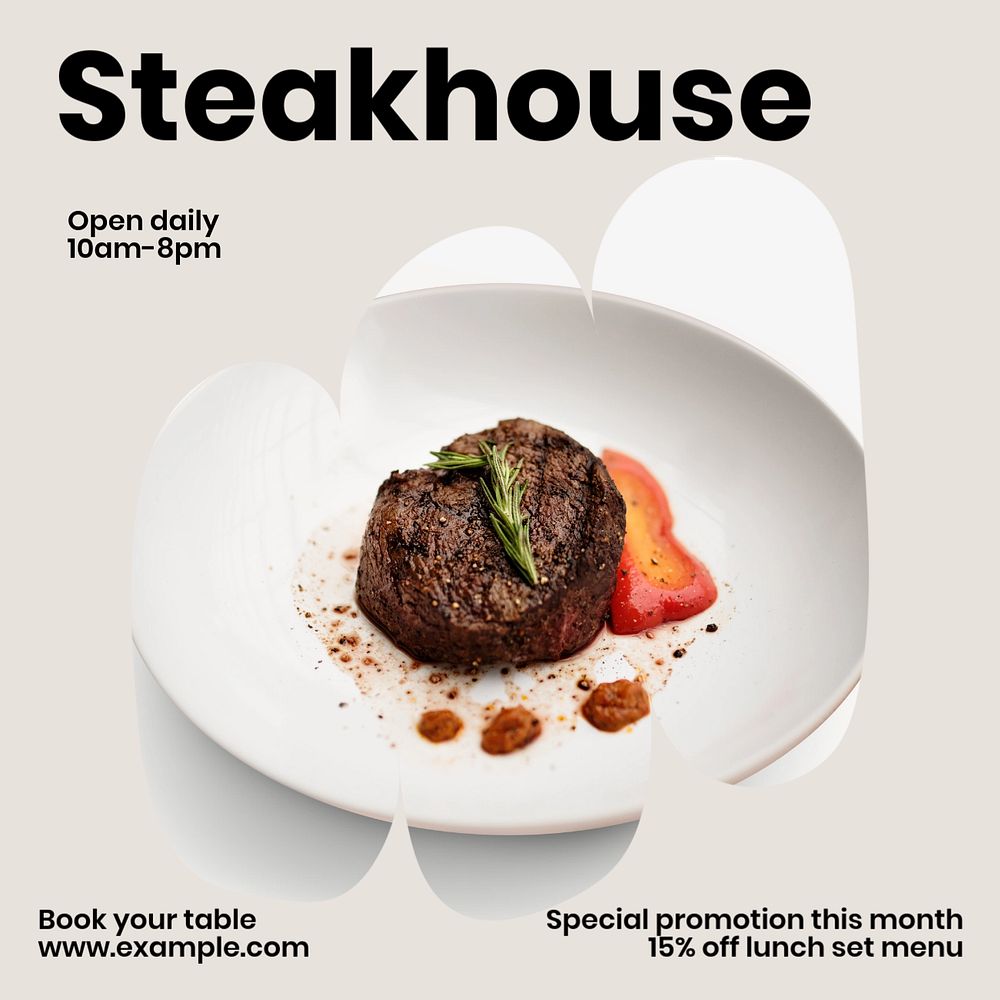 Steakhouse Instagram post template, editable design