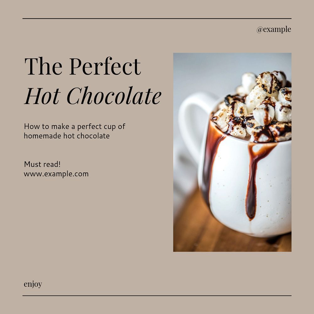 Hot chocolate Instagram post template, editable design