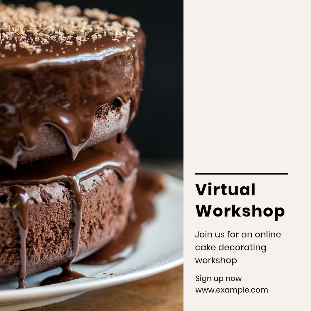 Cake Recipe Instagram post template, editable design