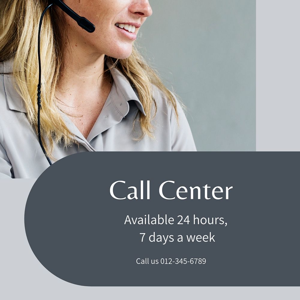 Call center Instagram post template, editable design