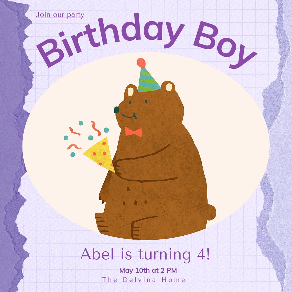 Birthday boy Instagram post template, editable design