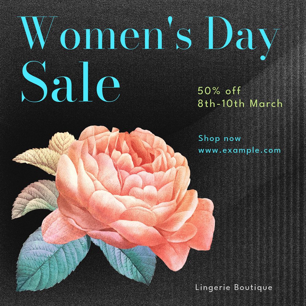 Women's day sale social post template, editable design for Instagram