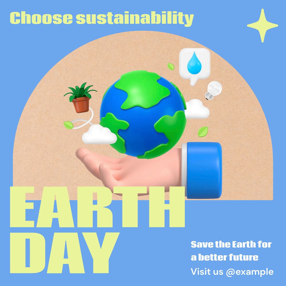 Earth day Instagram post template, editable design