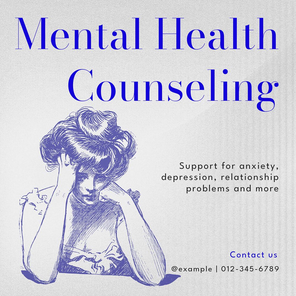 Mental health counseling post template, editable social media design