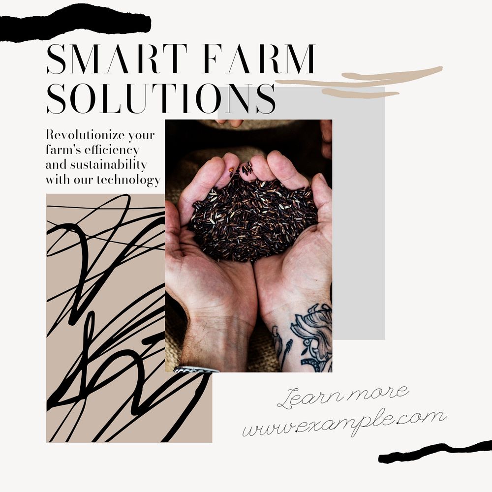 Smart farming Instagram post template, editable social media design