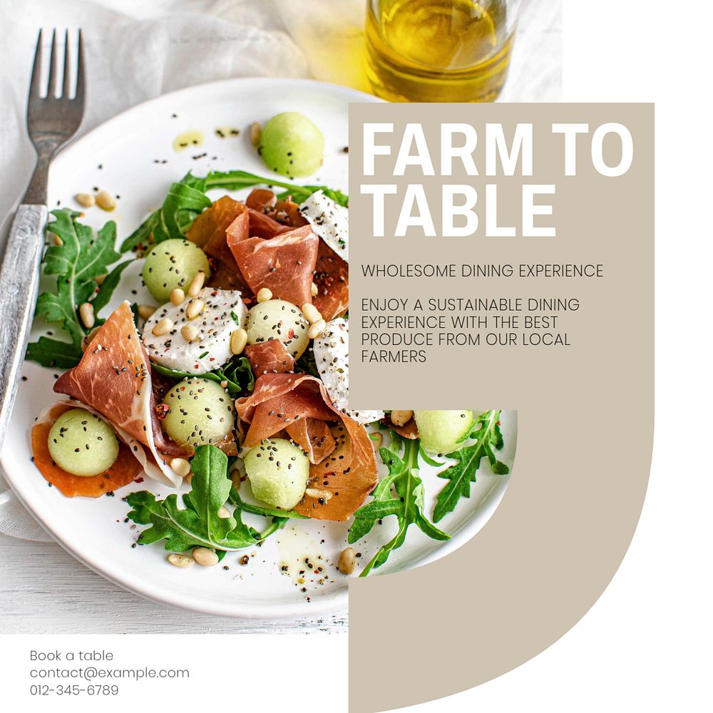 Farm to table Instagram post template, editable text