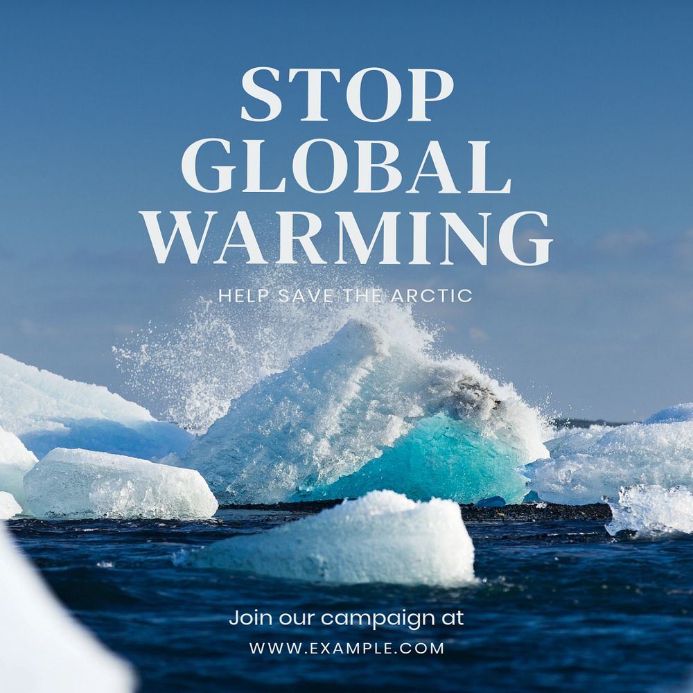 Stop global warming Instagram post template, editable text