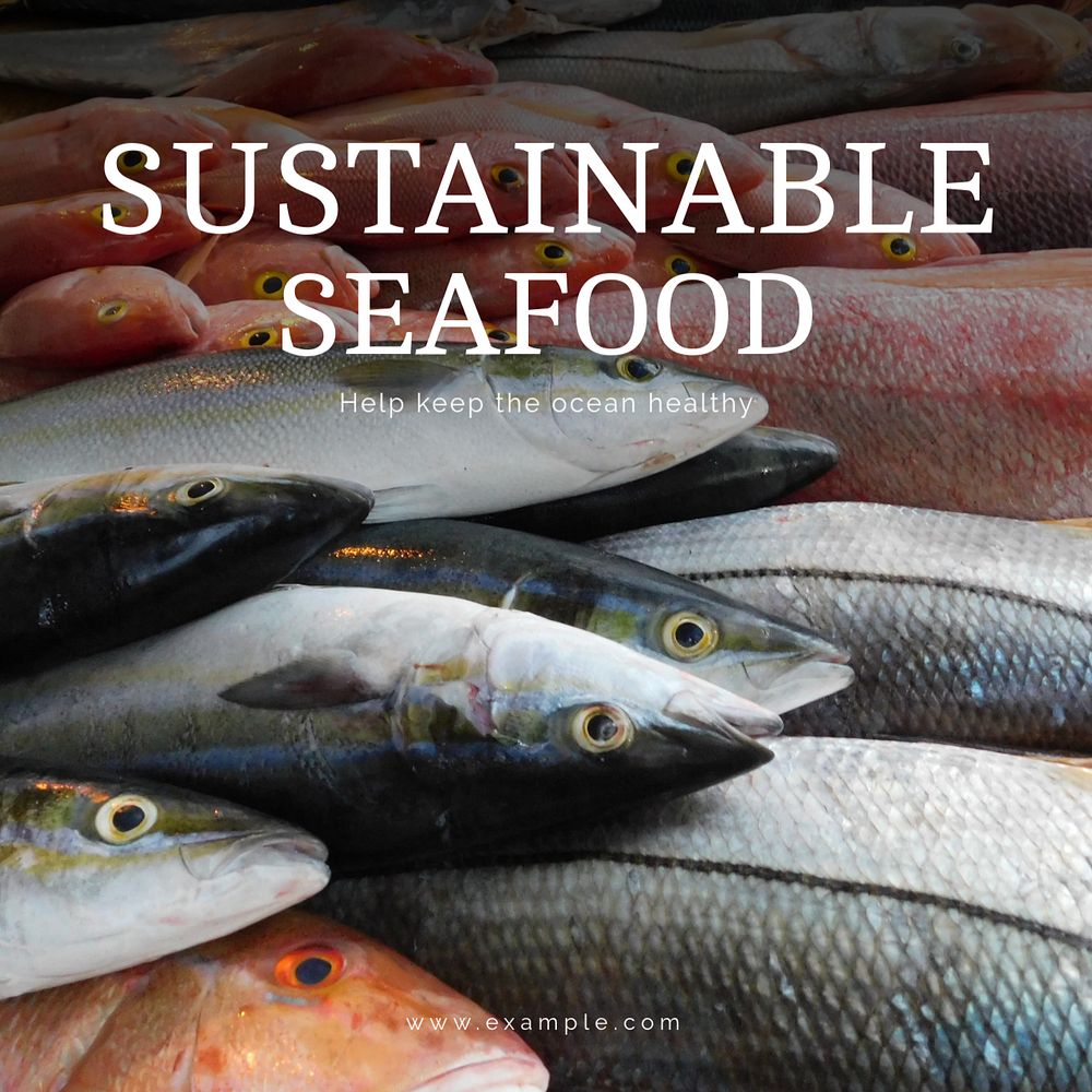 Sustainable seafood Instagram post template, editable design