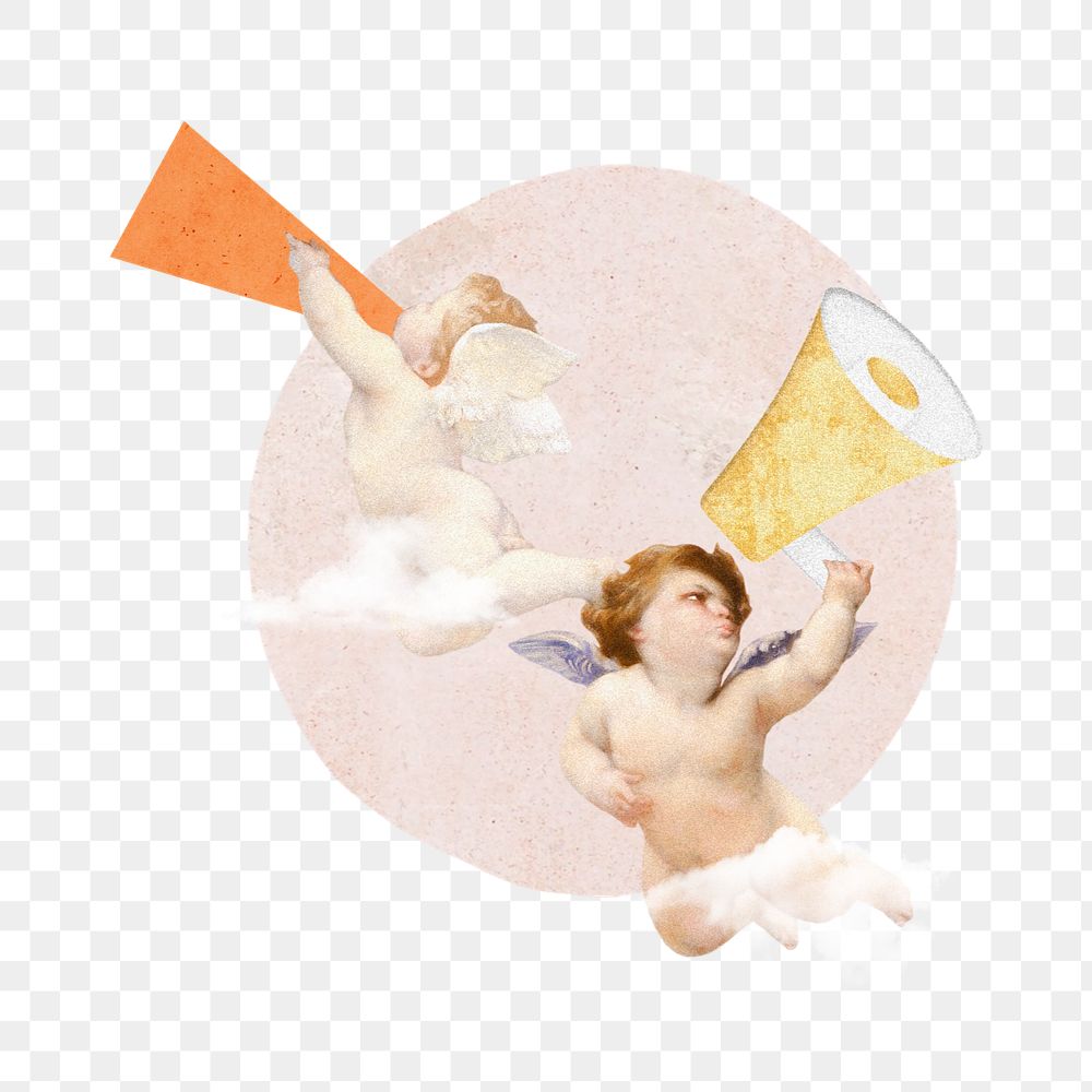 PNG Vintage cherubs digital marketing illustration transparent background editable design