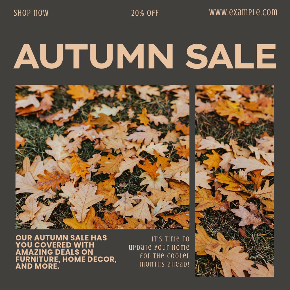 Autumn sale season Instagram post template, editable design