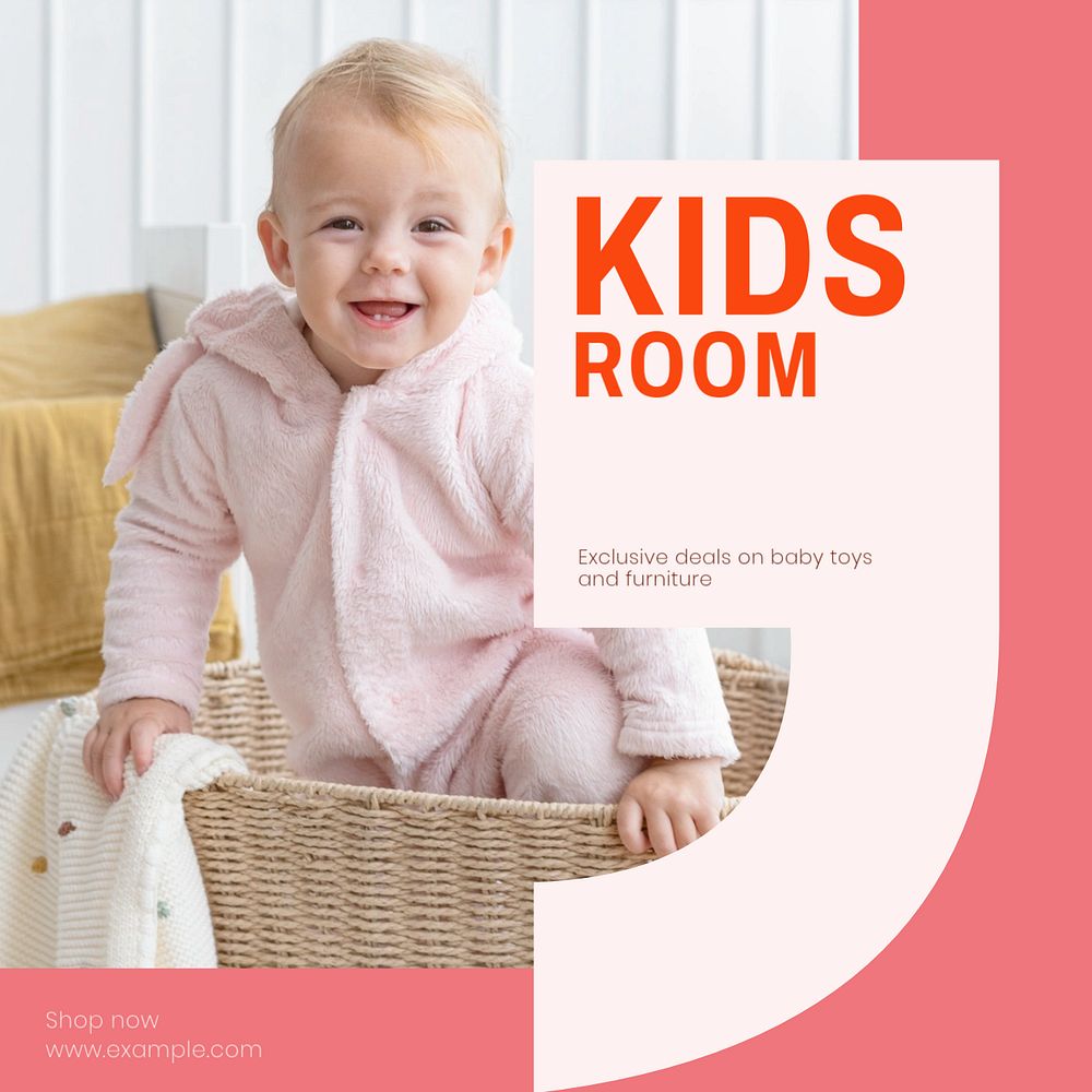 Kid's room Instagram post template, editable design