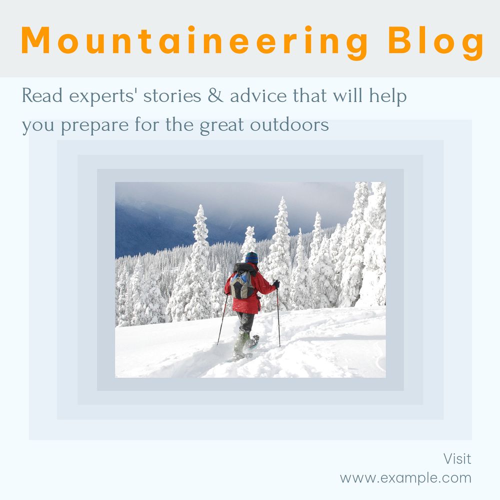 Mountaineering blog Instagram post template, editable design