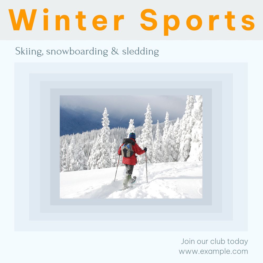 Winter sports Instagram post template, editable design