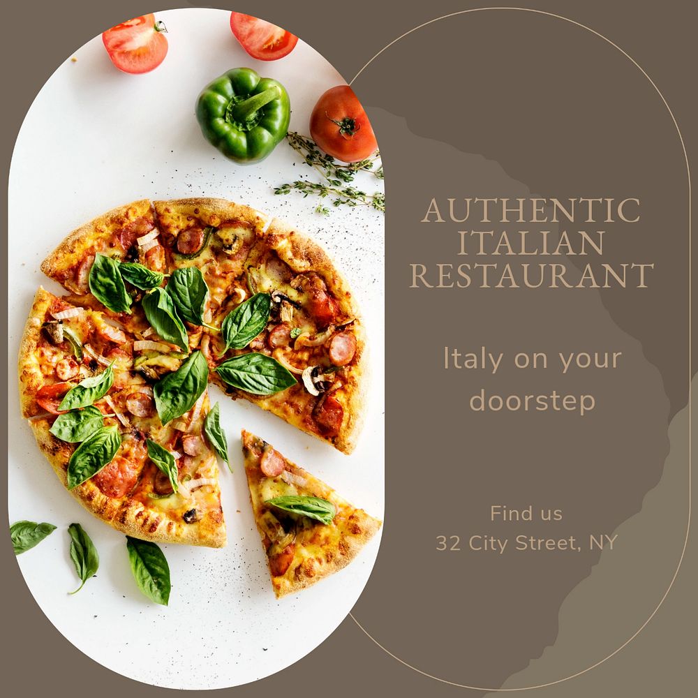 Italian restaurant Instagram post template, editable design