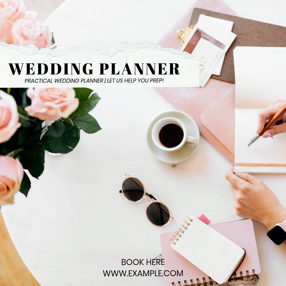 Wedding planner Instagram post template, editable design