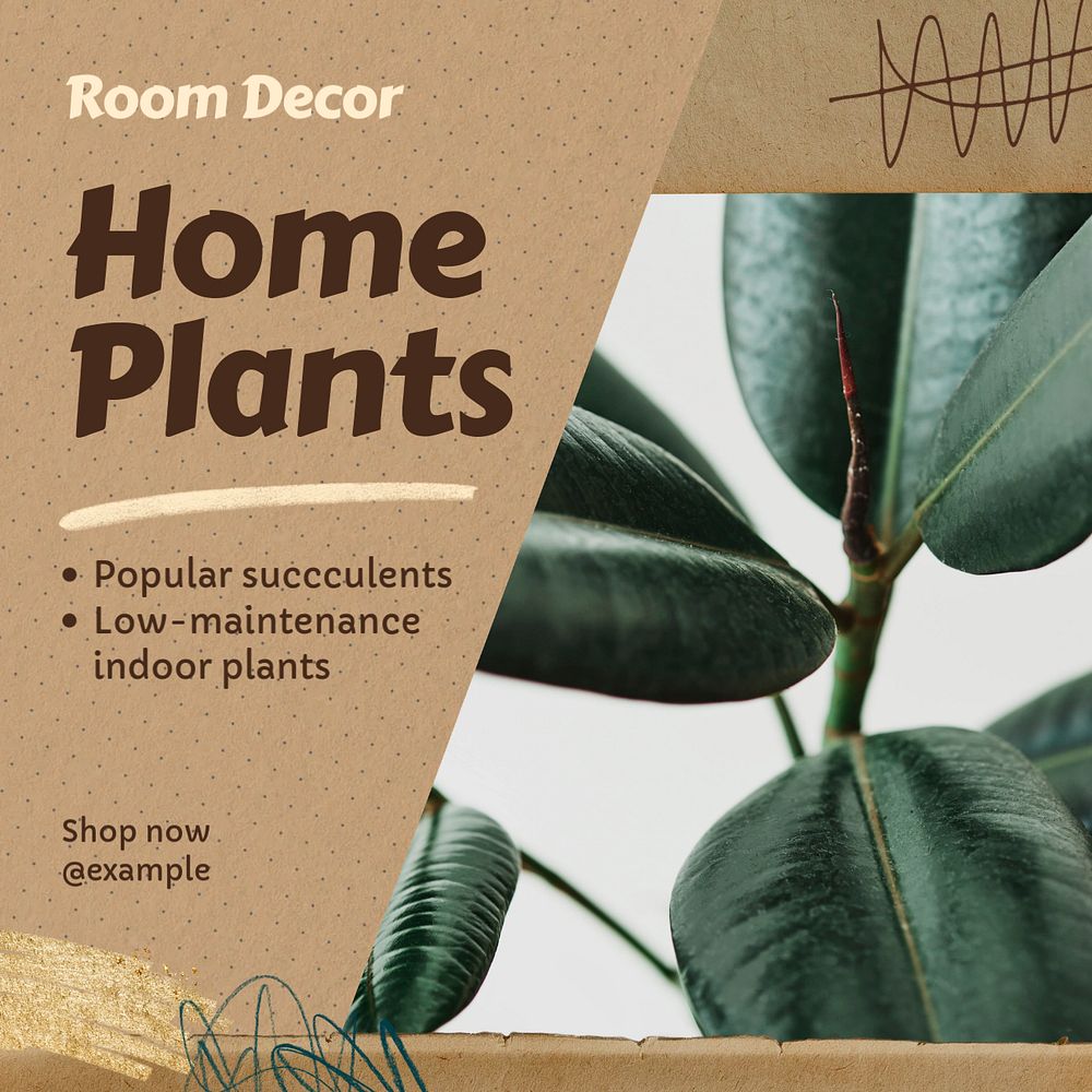 Home plants Instagram post template, editable design