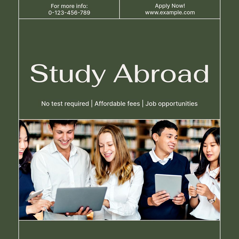 Study abroad Instagram post template, editable social media design