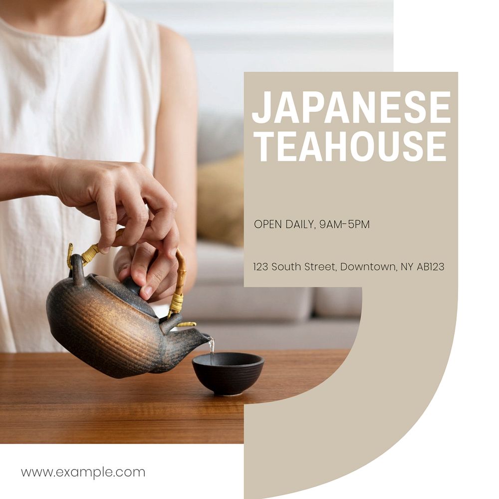 Japanese teahouse Instagram post template, editable design