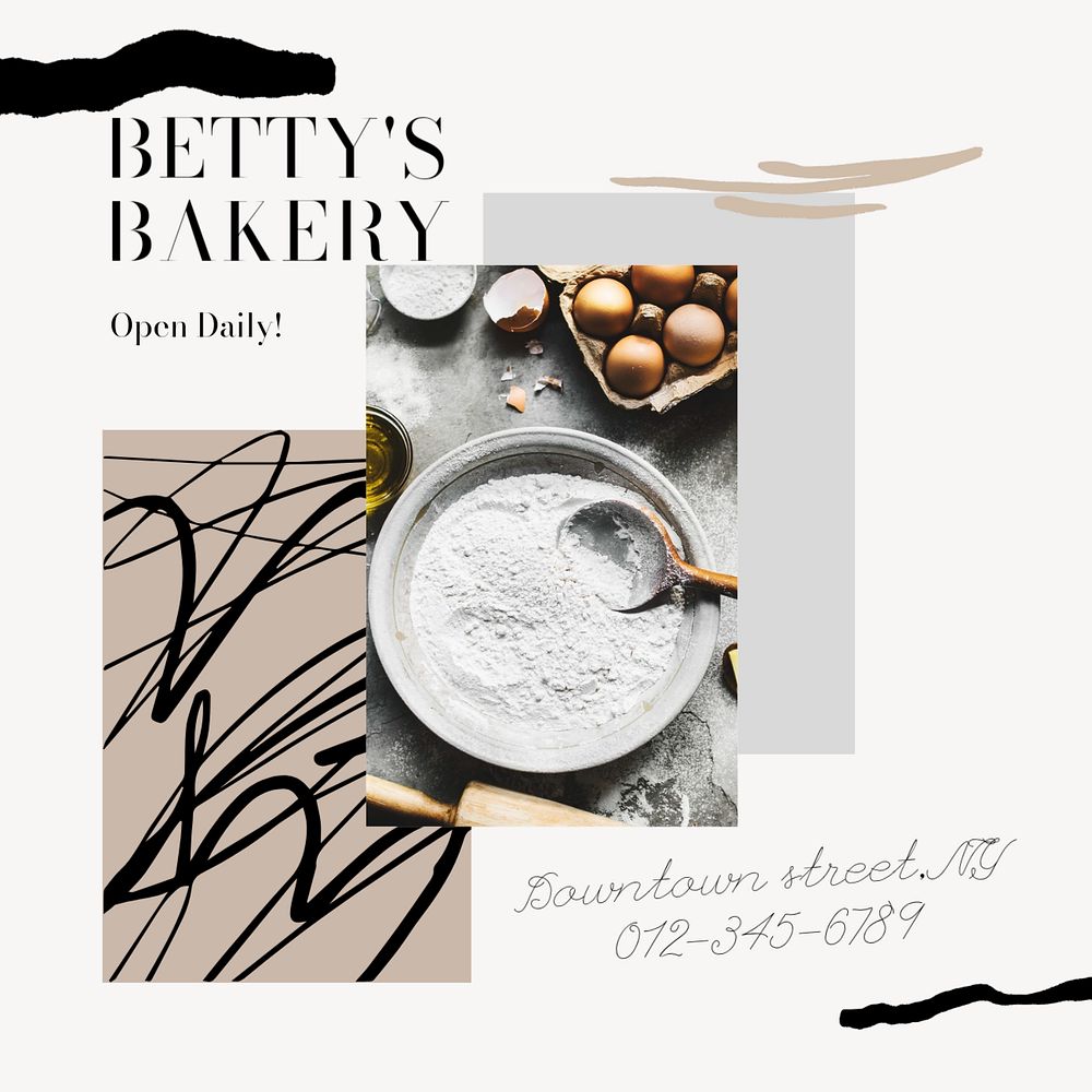 Bakery shop Instagram post template, editable social media design