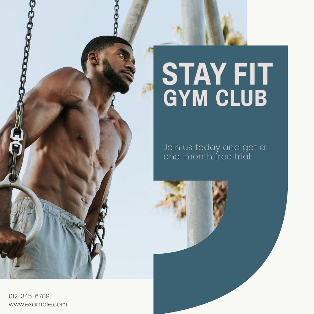 Gym club Instagram post template, editable design