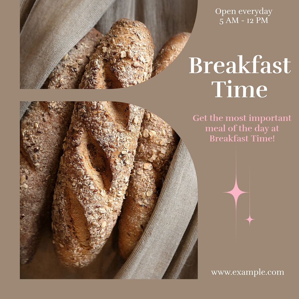 Breakfast time Instagram post template, editable design