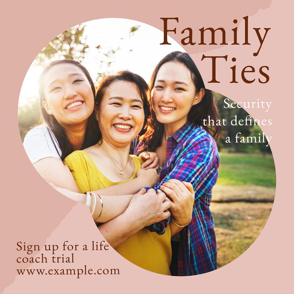 Family ties Instagram post template, editable social media design