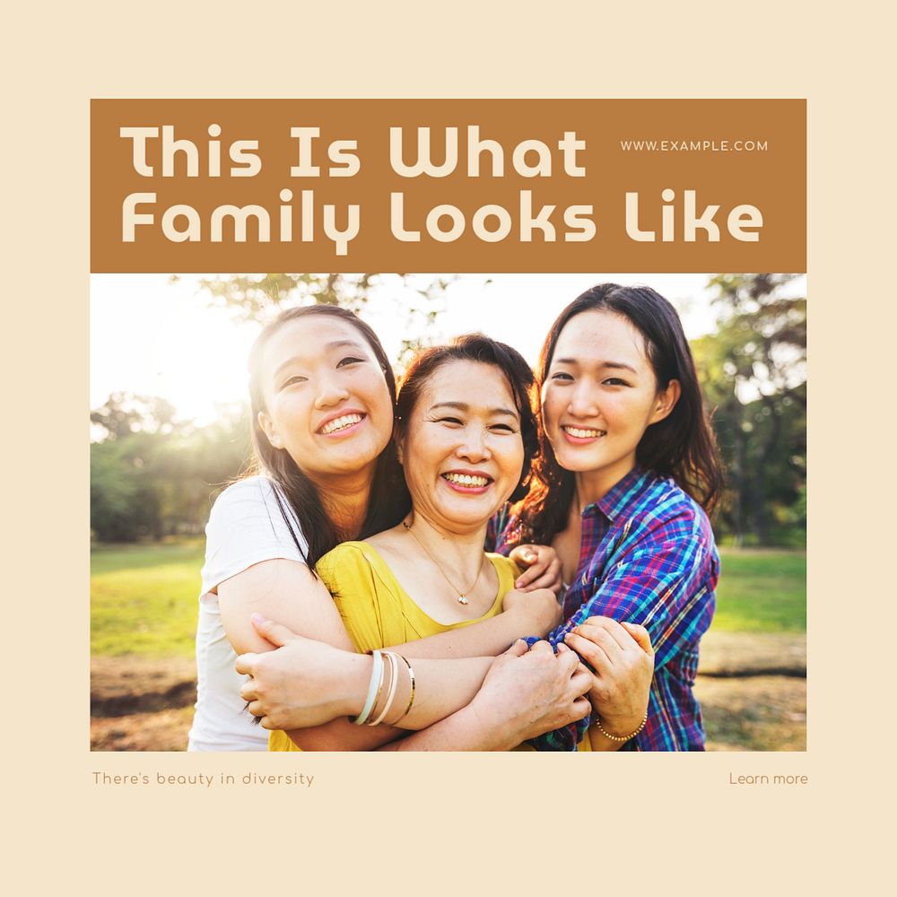 Diversity & family Instagram post template, editable social media design