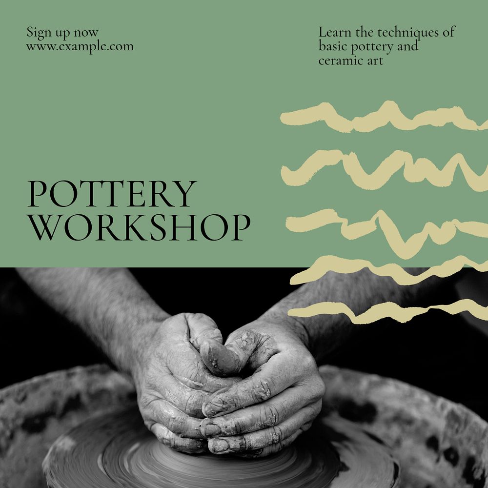 Pottery workshop Instagram post template, editable design