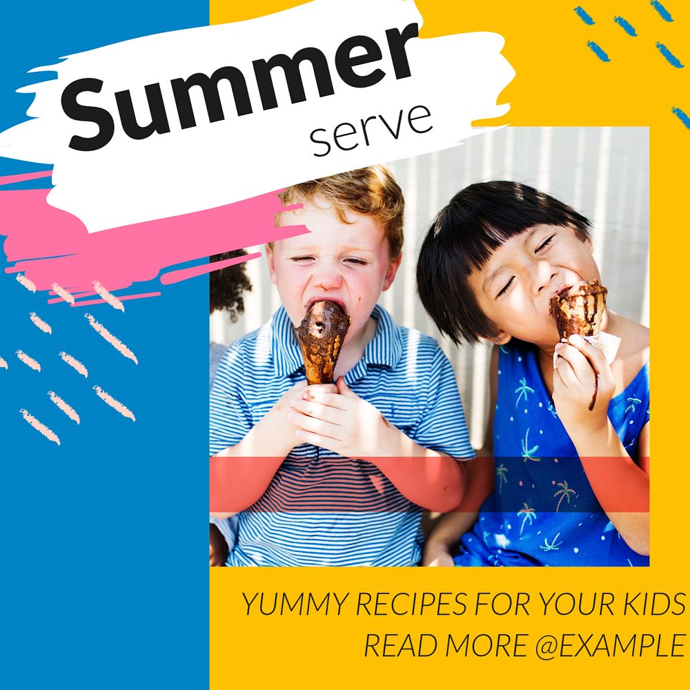 Summer recipe Instagram post template, editable design